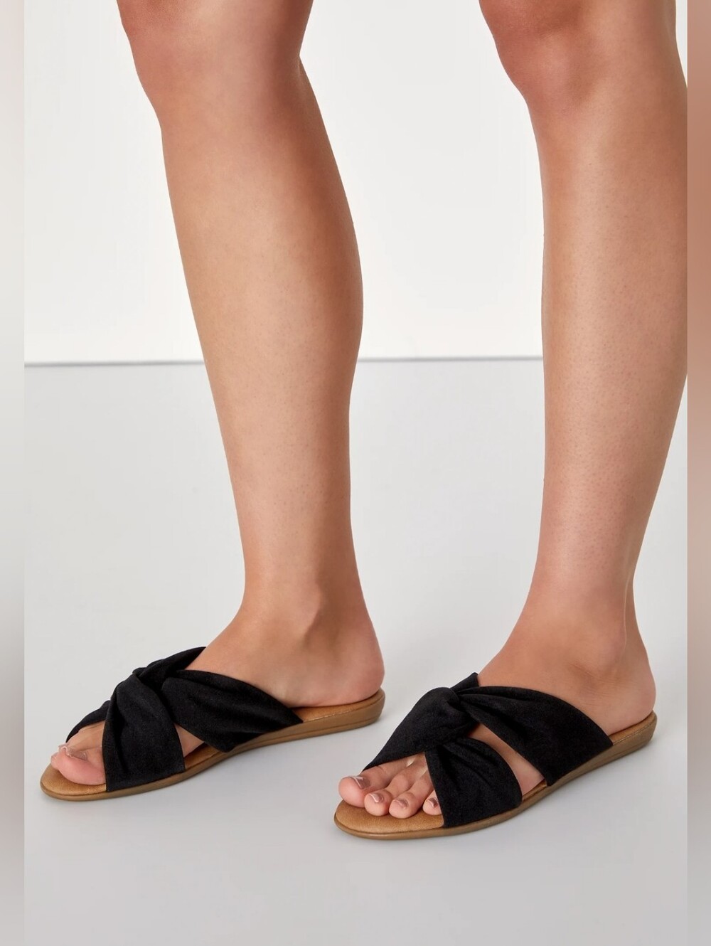 NEW Santana Black Suede Slide Sandals - Twist Knot - Minimalist - Size 6